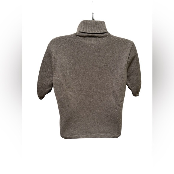 Talbots Petites Wool Blend Cropped Sweater Sz MP Short Sleeve Sparkly Turtleneck - Picture 3 of 6